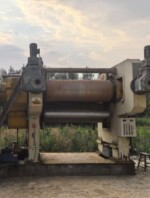 Preowned 3-roll calender machine with 710 by 2500 mm rollers for rubber sheet manufacturing