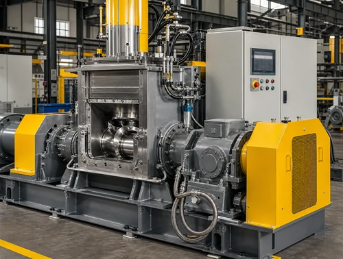 Dispersion Kneader Baddi hydraulic ram and mixing chamber
