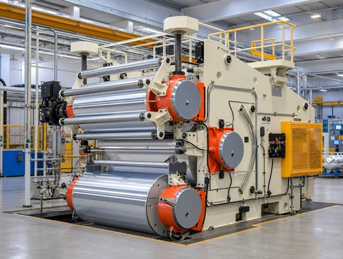 Industrial Rotocure rotary curing machine in a rubber manufacturing workshop