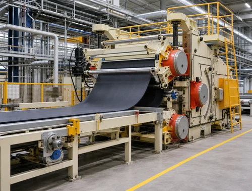 Rotocure rotary curing machine integrated into a rubber production line