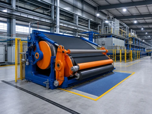 Rotocure rotary curing machine integrated into a rubber production line
