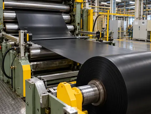Rubber calendar machine web path and winding inspection