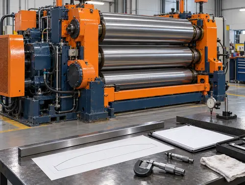 Illustration of calender roll surface and runout inspection equipment