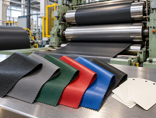 Illustration of retained coated-fabric samples with blank identification cards