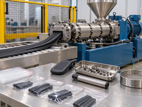 Illustration of extrusion samples and tools for contamination investigation