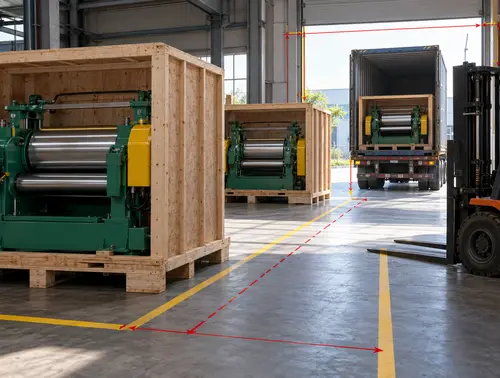 Rubber mixing mill crates and loading route clearance