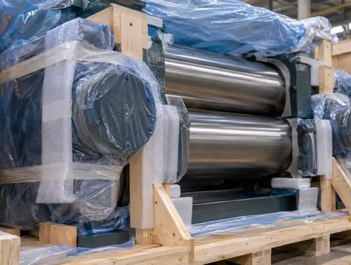Protective packing around rubber mixing mill components