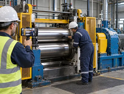 Illustration of a remote video inspection of a rubber mixing mill