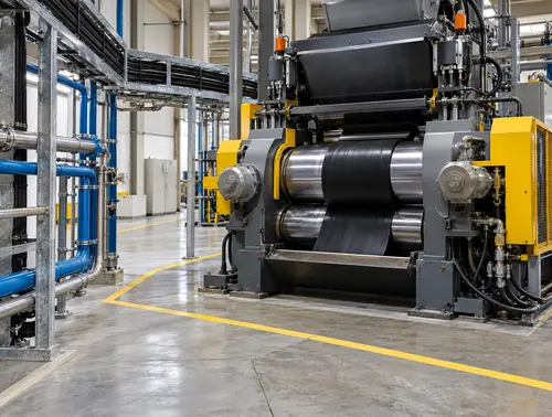 Rubber mixing mill utility connections and service access