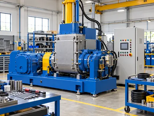 Illustrative rubber dispersion kneader prepared for compound changeover planning in Gujarat