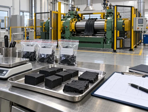 Illustrative rubber compound samples prepared for a stock blender comparison trial